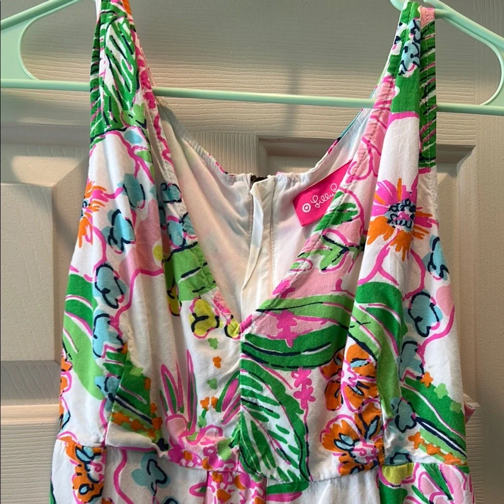 Lilly Pulitzer Tropical Pink and Green baby doll style tank shirt - Picture 3 of 14